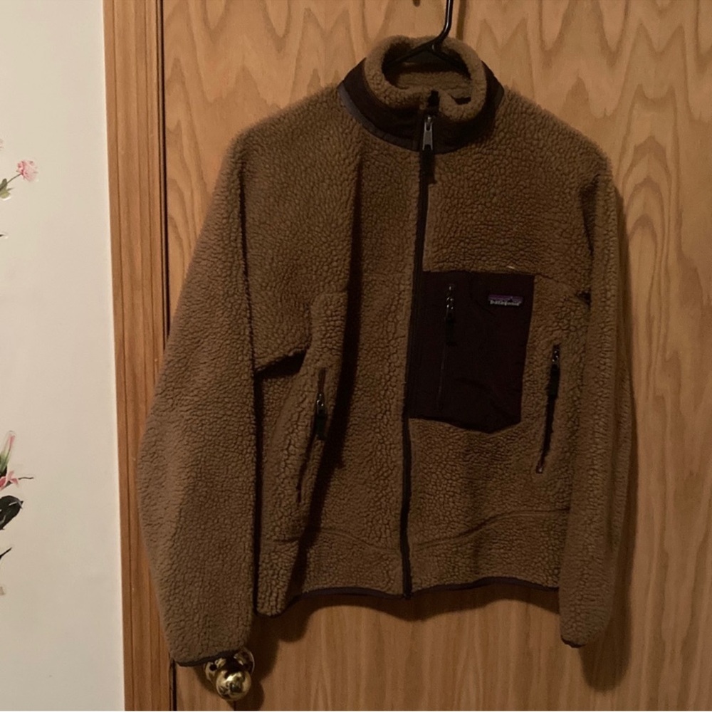 Vintage 90s Patagonia Chocolate Brown Deep Pile Full Zip Fleece Jacket!